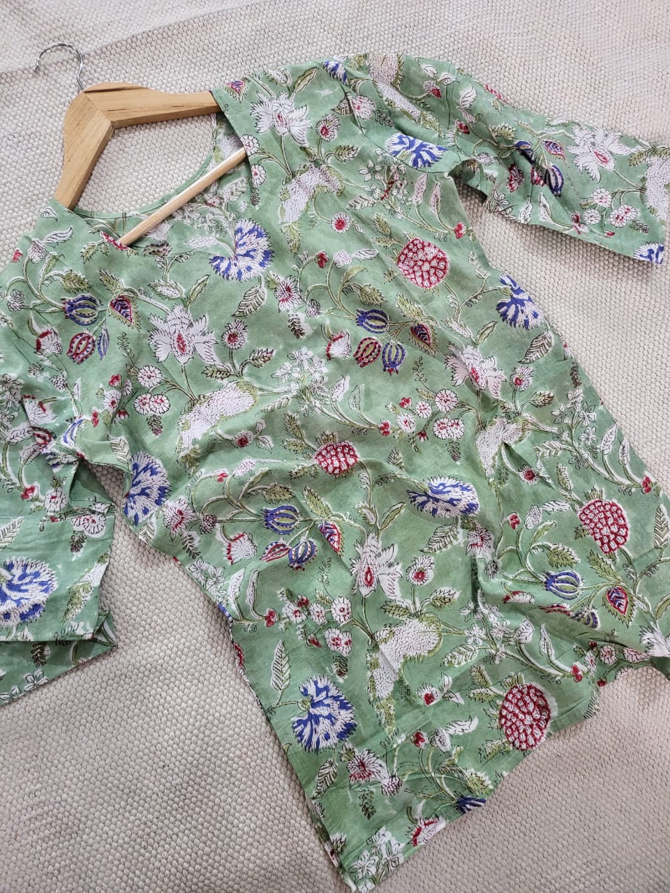 Kalamkari Hand Blocks Prints Short Top Kurti