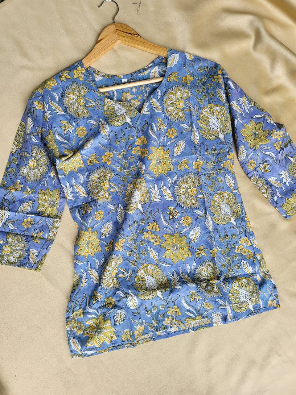 Kalamkari Hand Blocks Prints Short Top Kurti