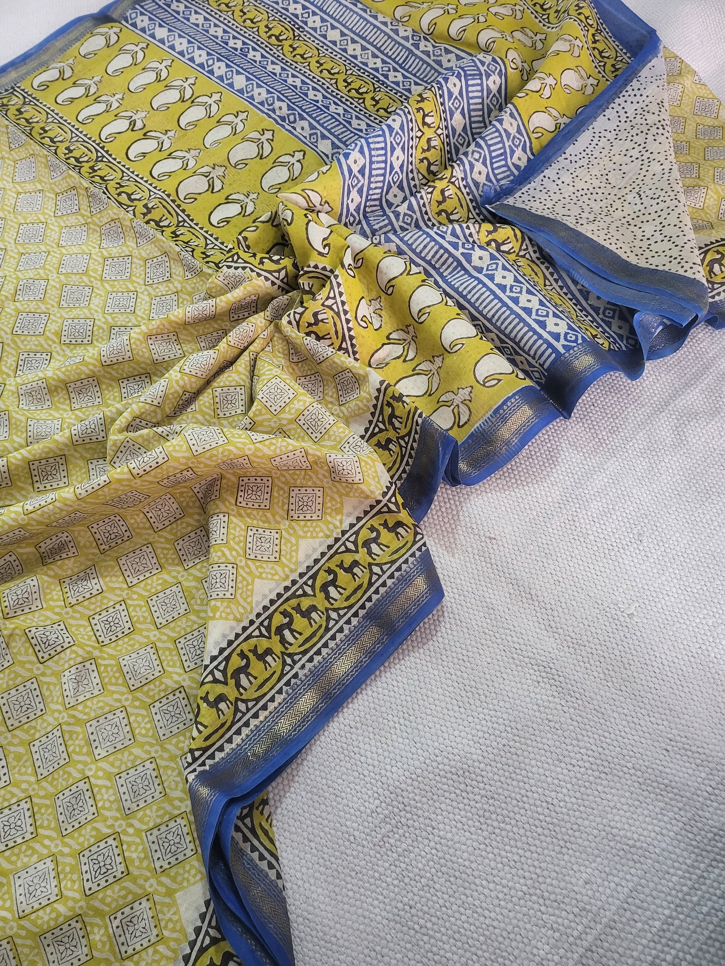 Natural Hand Blocks Prints Maheshwari Silk Sarees