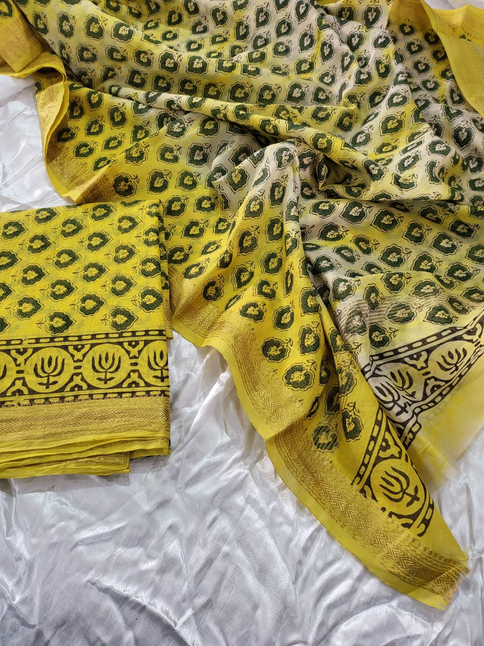 Vanaspati Ajrakh Maheshwari Silk Suit Material