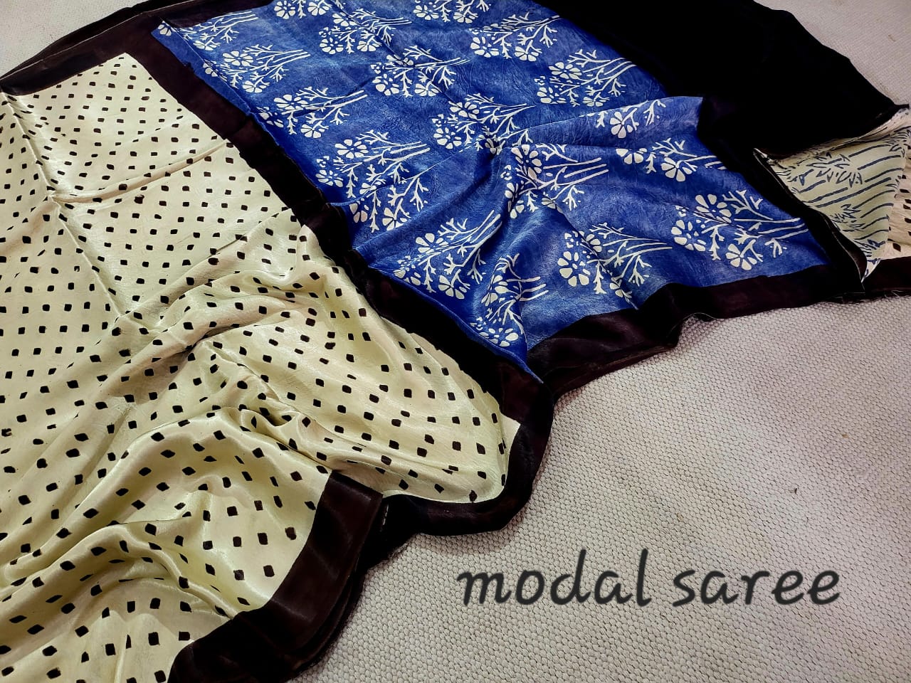 Exclusive Vanaspati Hand Blocks prints Modal Silk Saree