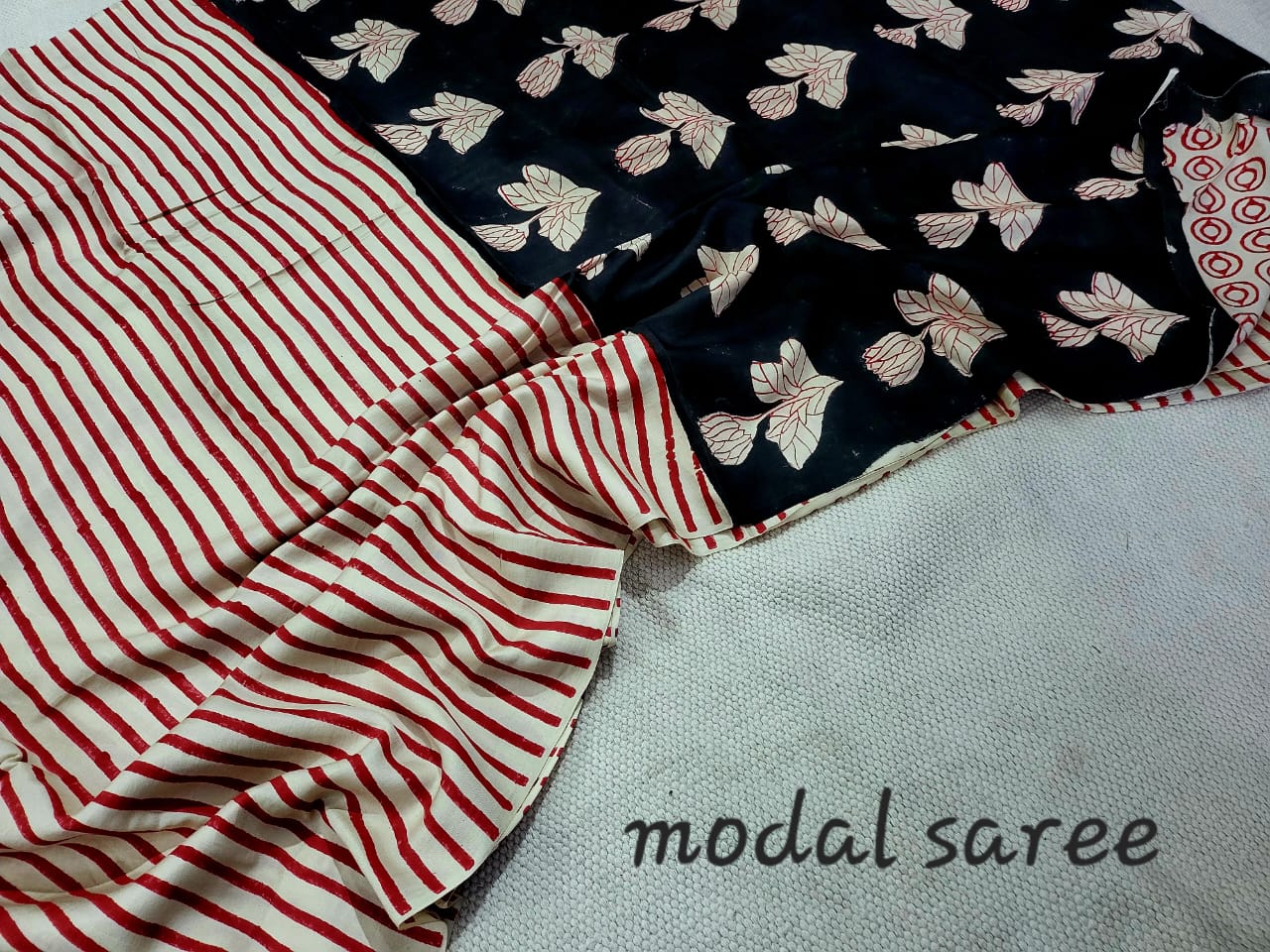 Exclusive Vanaspati Hand Blocks prints Modal Silk Saree