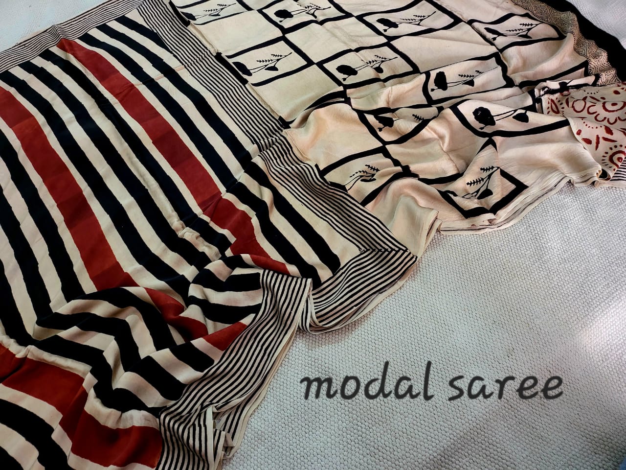 Exclusive Vanaspati Hand Blocks prints Modal Silk Saree