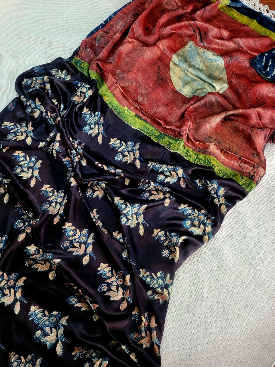 Exclusive Vanaspati Hand Blocks prints Modal Silk Saree