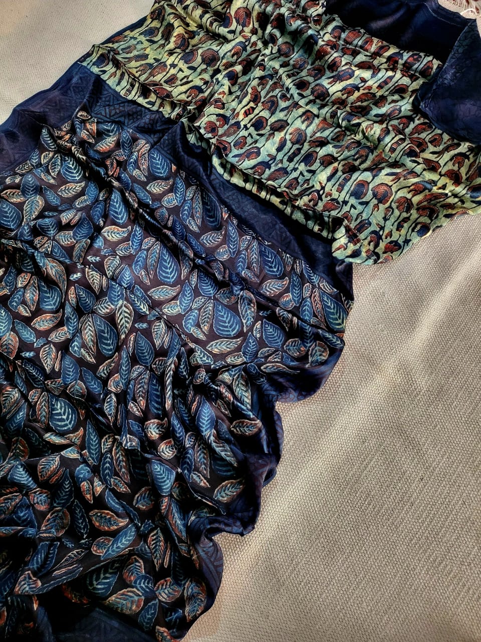 Exclusive Vanaspati Hand Blocks prints Modal Silk Saree