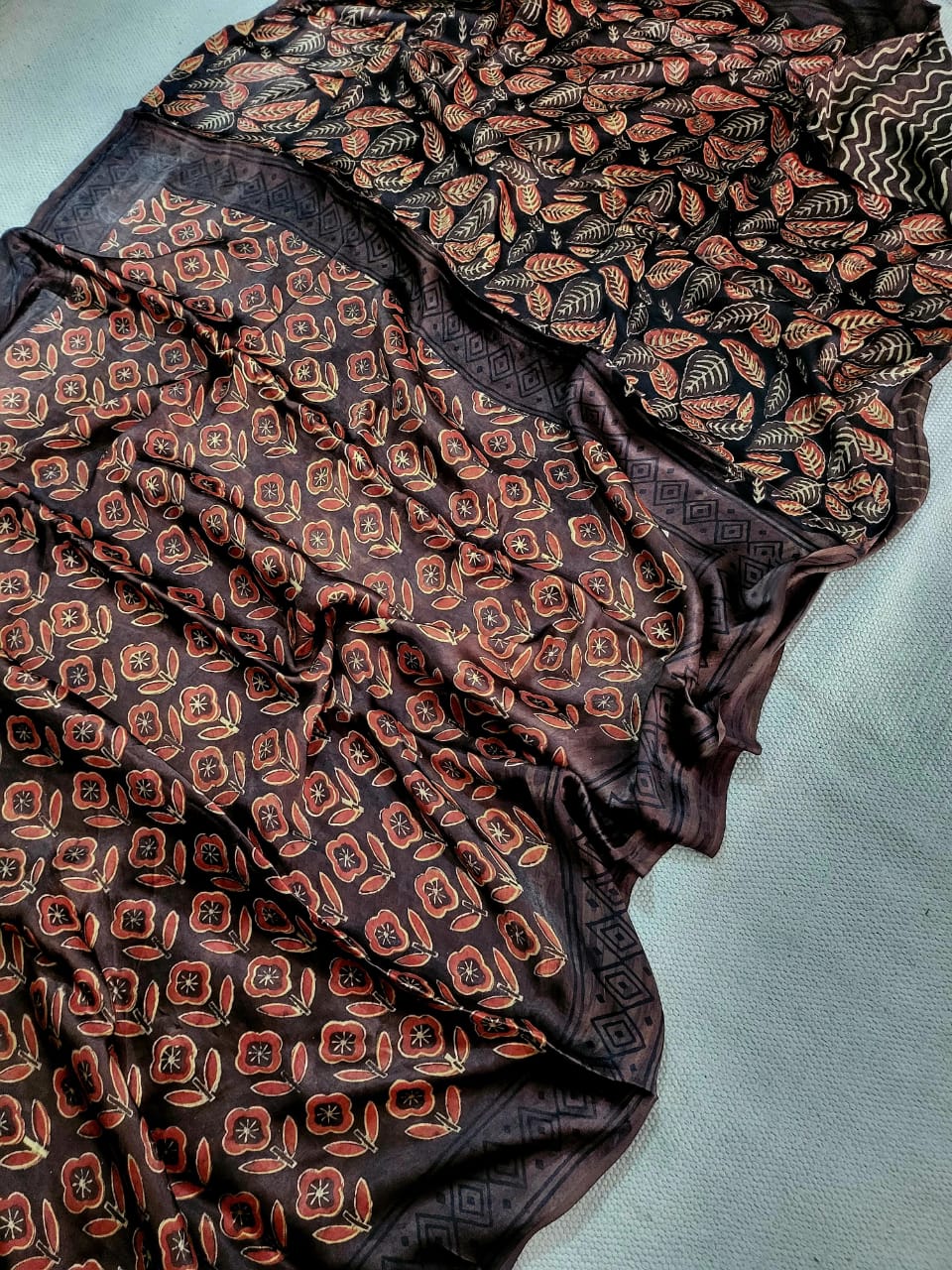 Exclusive Vanaspati Hand Blocks prints Modal Silk Saree