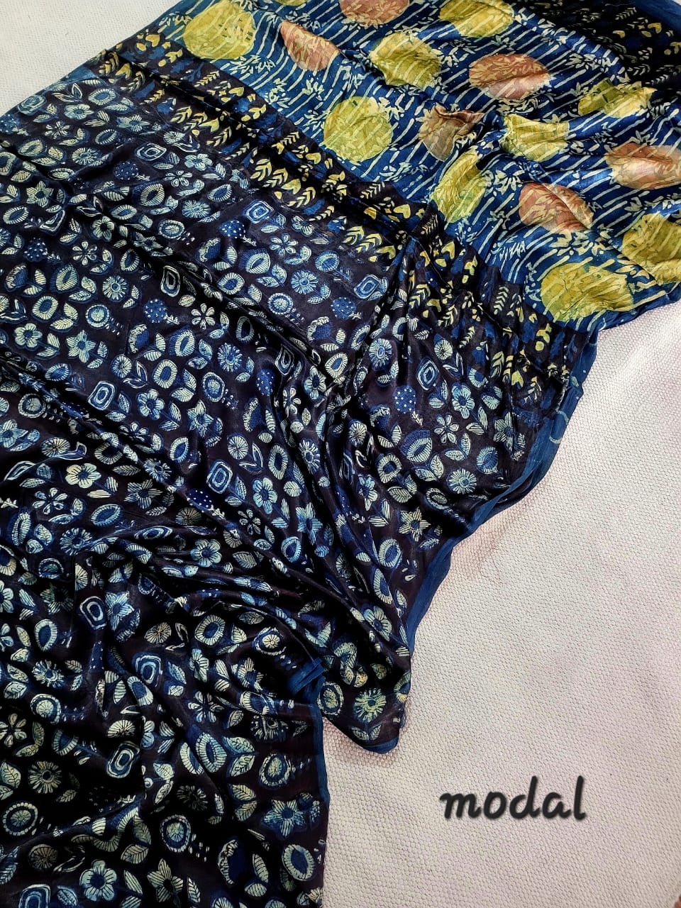 Exclusive Vanaspati Hand Blocks prints Modal Silk Saree