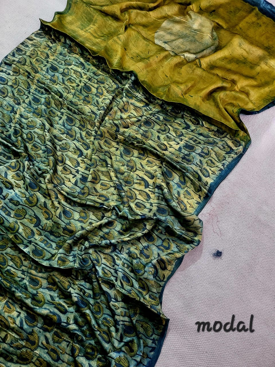 Exclusive Vanaspati Hand Blocks prints Modal Silk Saree