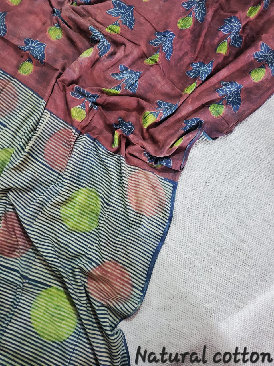 Nashpal dyes Ajrakh Prints Pure Mul Cotton sarees