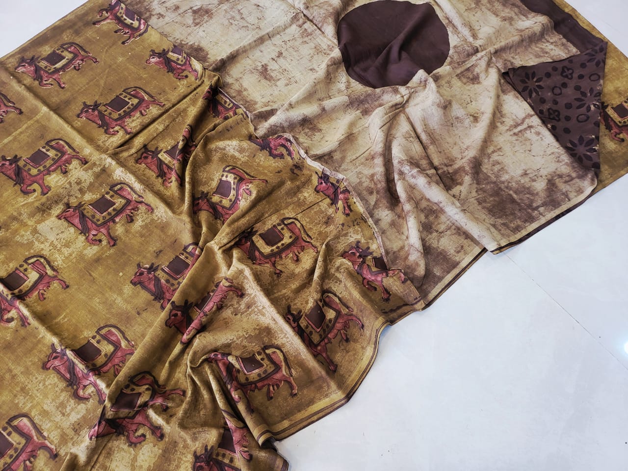 Nashpal dyes Ajrakh Prints Pure Mul Cotton sarees