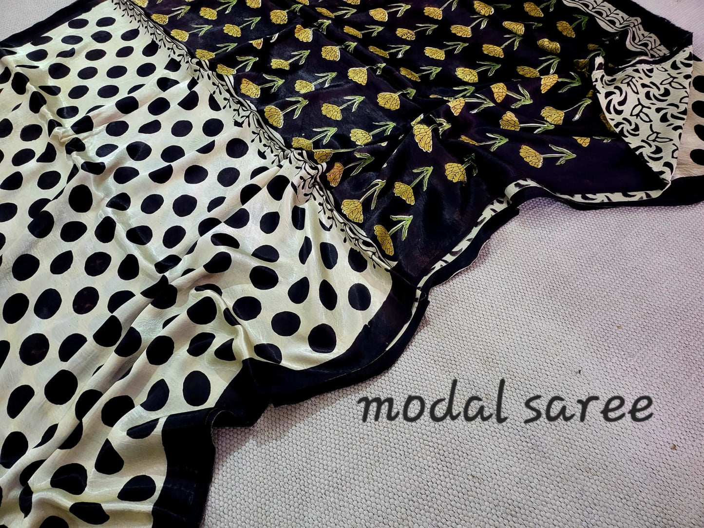 Exclusive Vanaspati Hand Blocks prints Modal Silk Saree