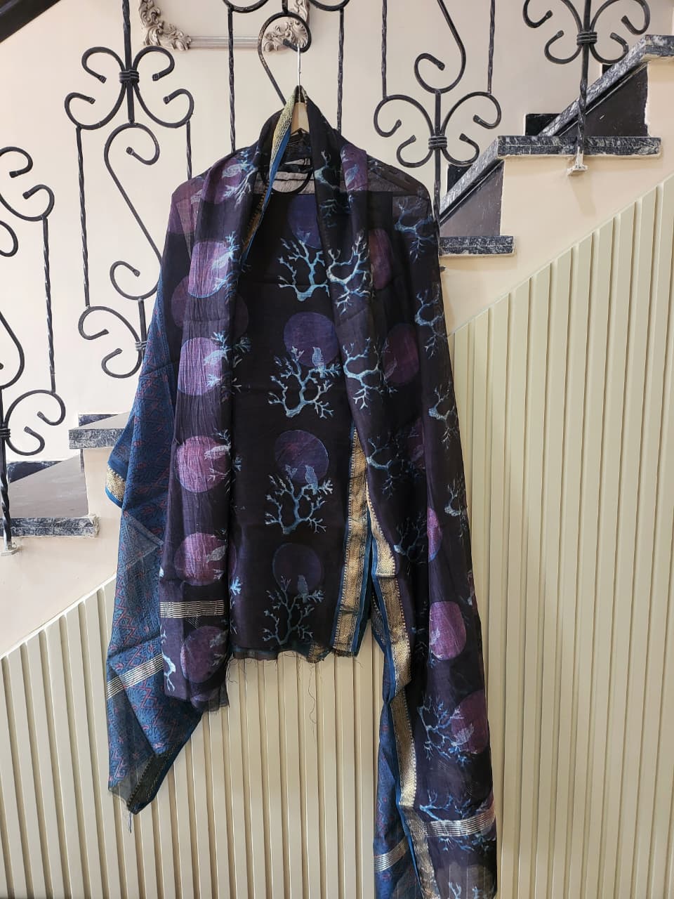 Nashpal Ajrakhs Maheshwari Silk Suit Material