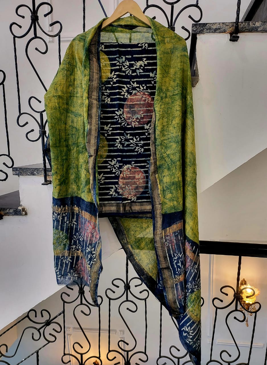Nashpal Ajrakhs Maheshwari Silk Suit Material
