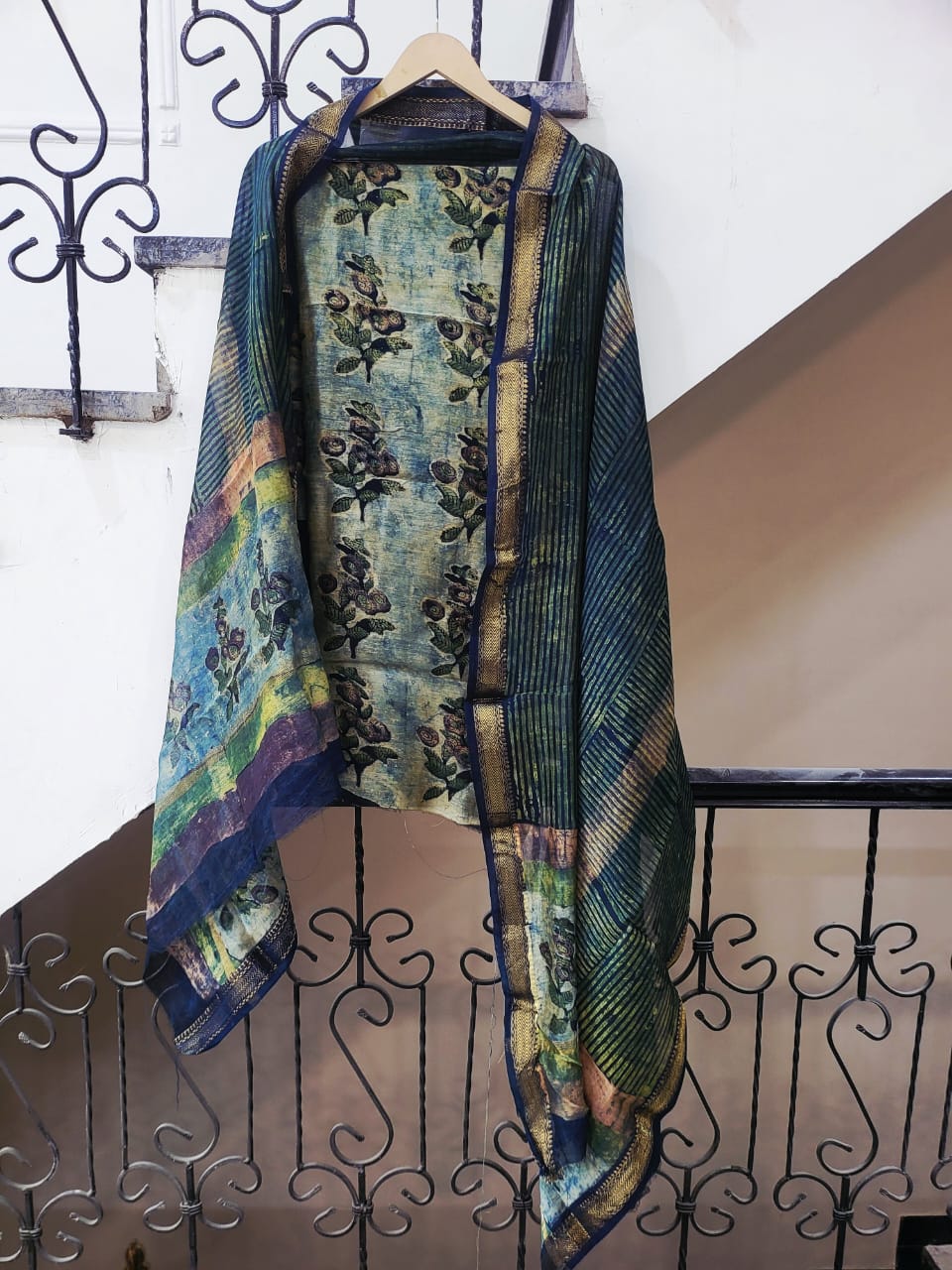 Nashpal Ajrakhs Maheshwari Silk Suit Material