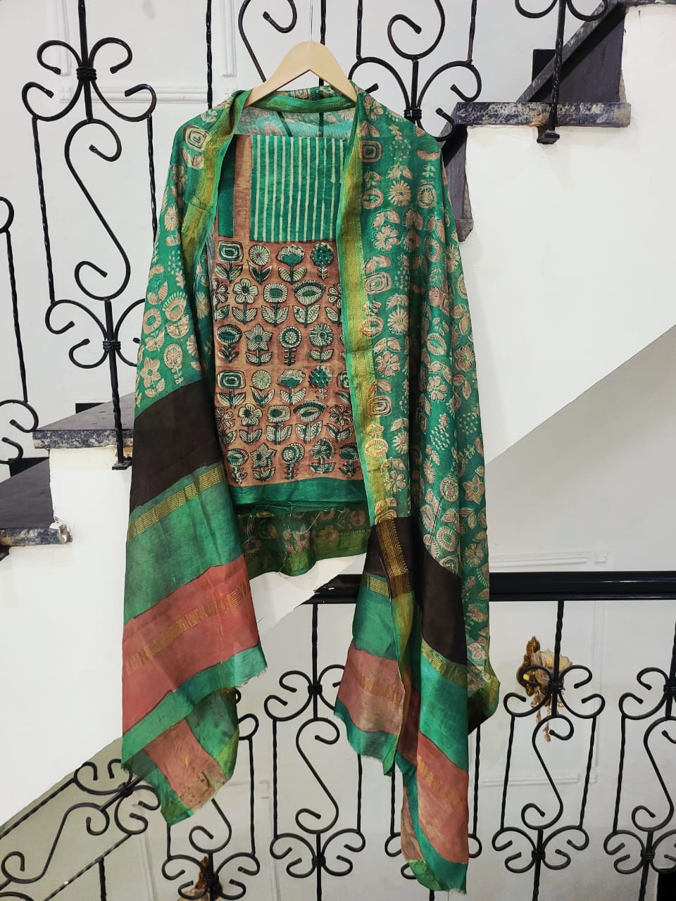 Nashpal Ajrakhs Maheshwari Silk Suit Material