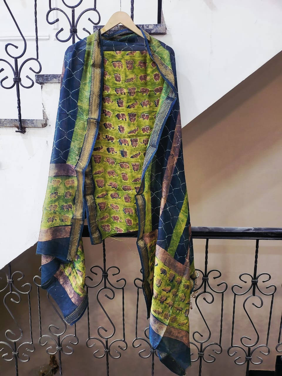 Nashpal Ajrakhs Maheshwari Silk Suit Material