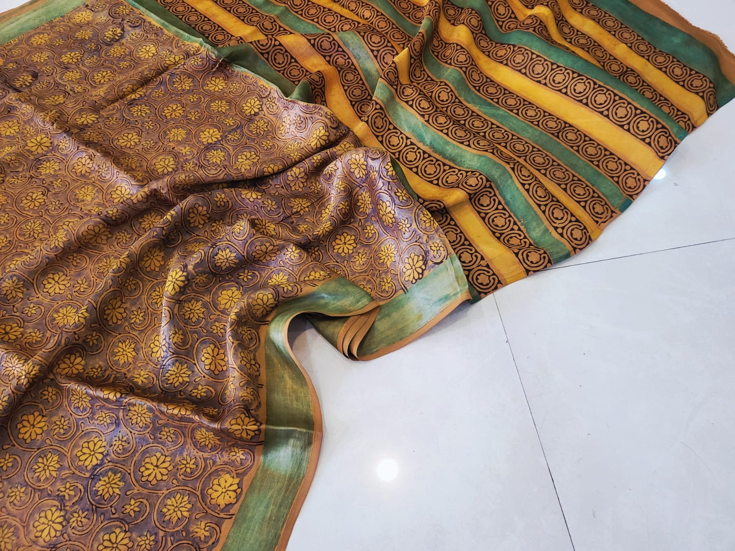 Vanaspati Hand Blocks prints Modal Silk Saree