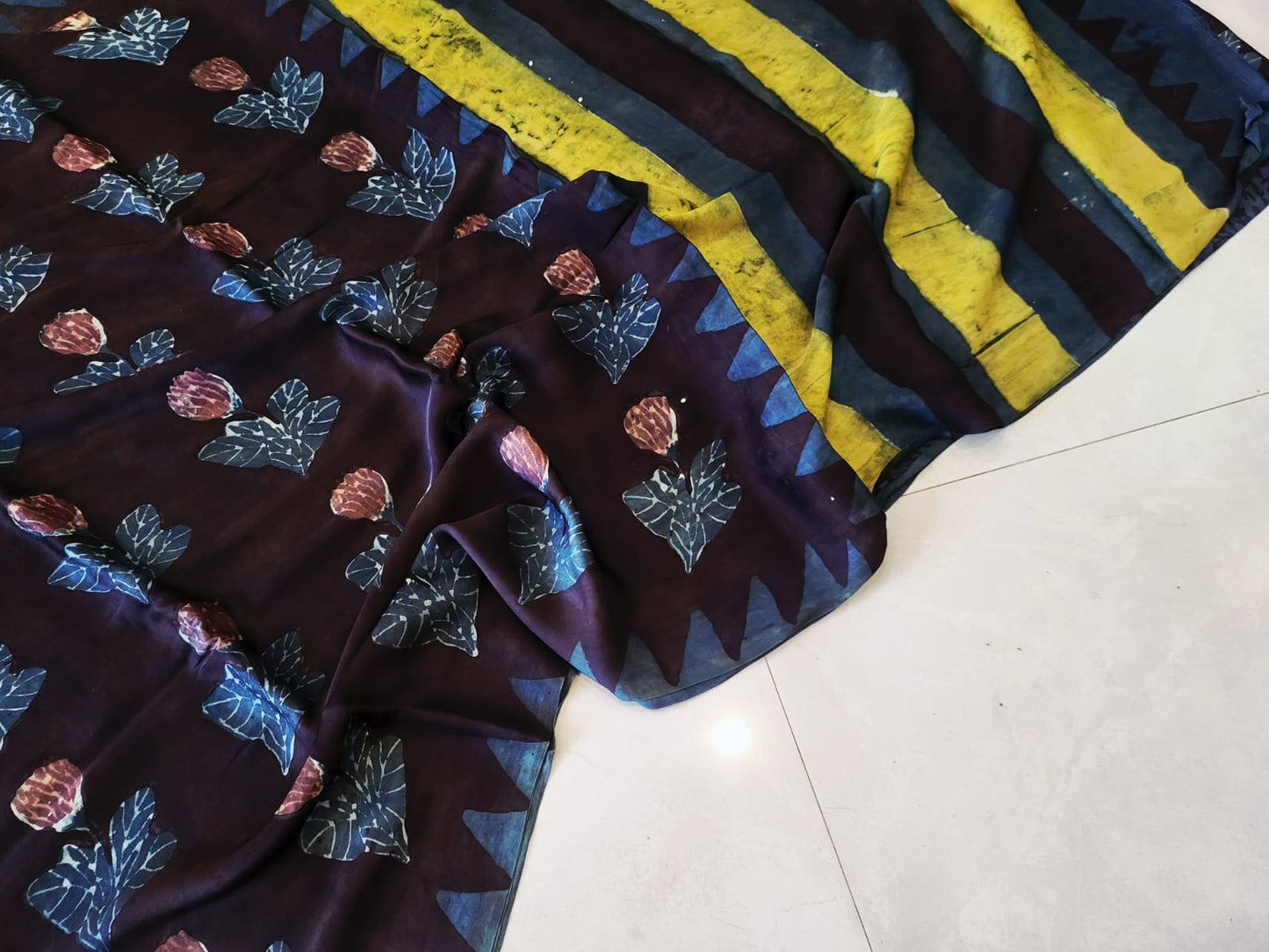 Vanaspati Hand Blocks prints Modal Silk Saree