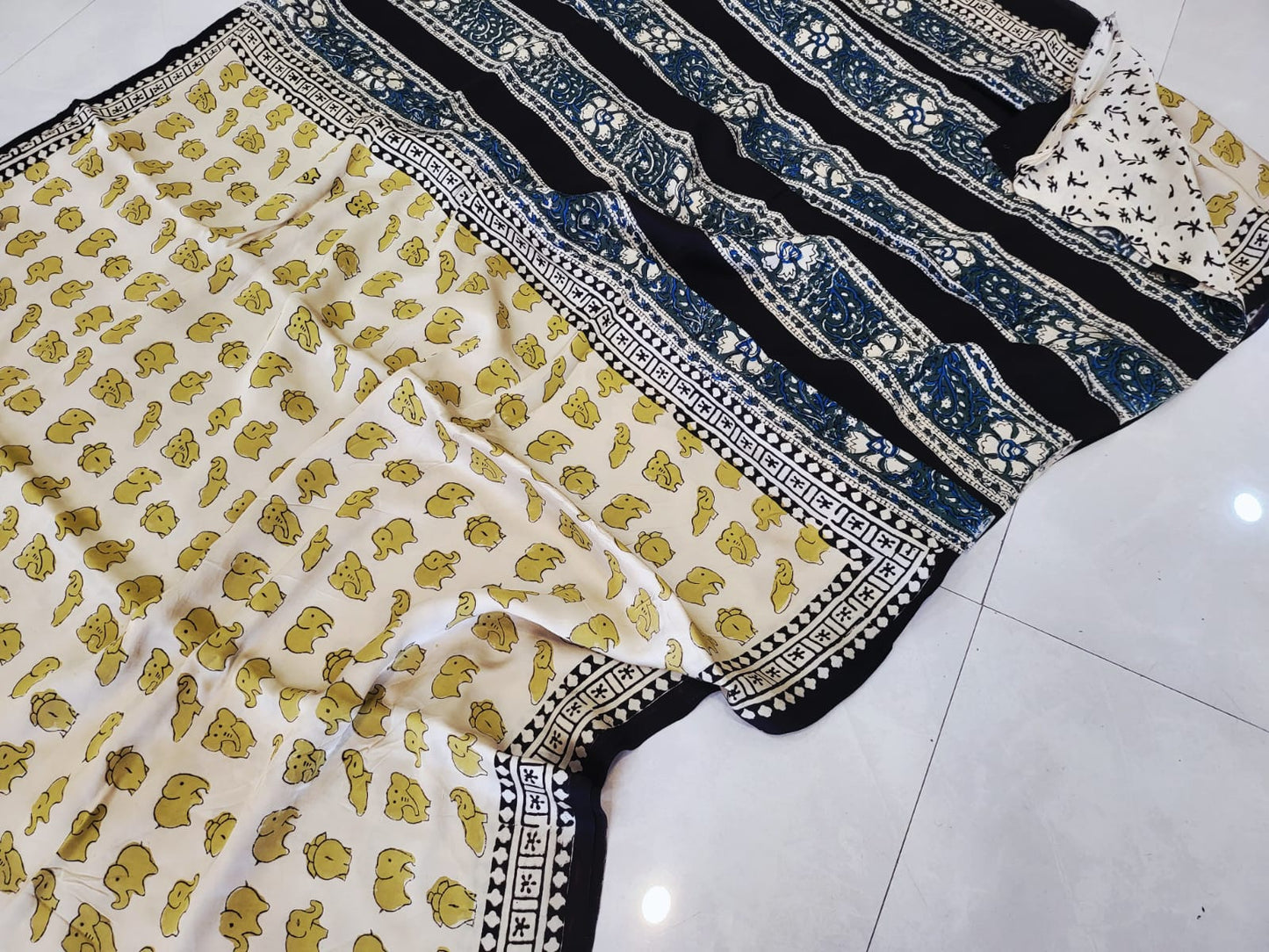 Vanaspati Hand Blocks prints Modal Silk Saree