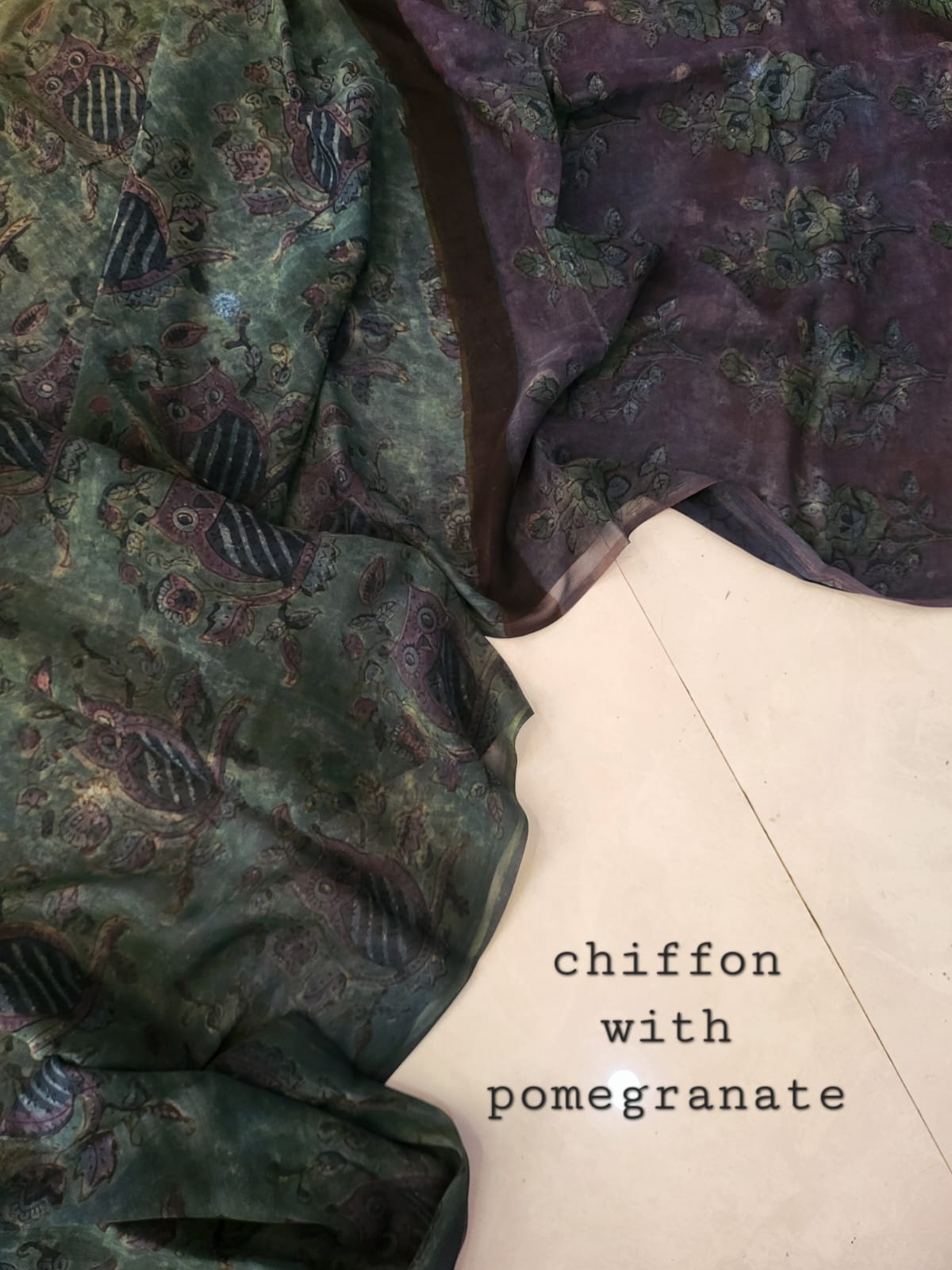Nashpal pomegranate Double diamond chiffon saree