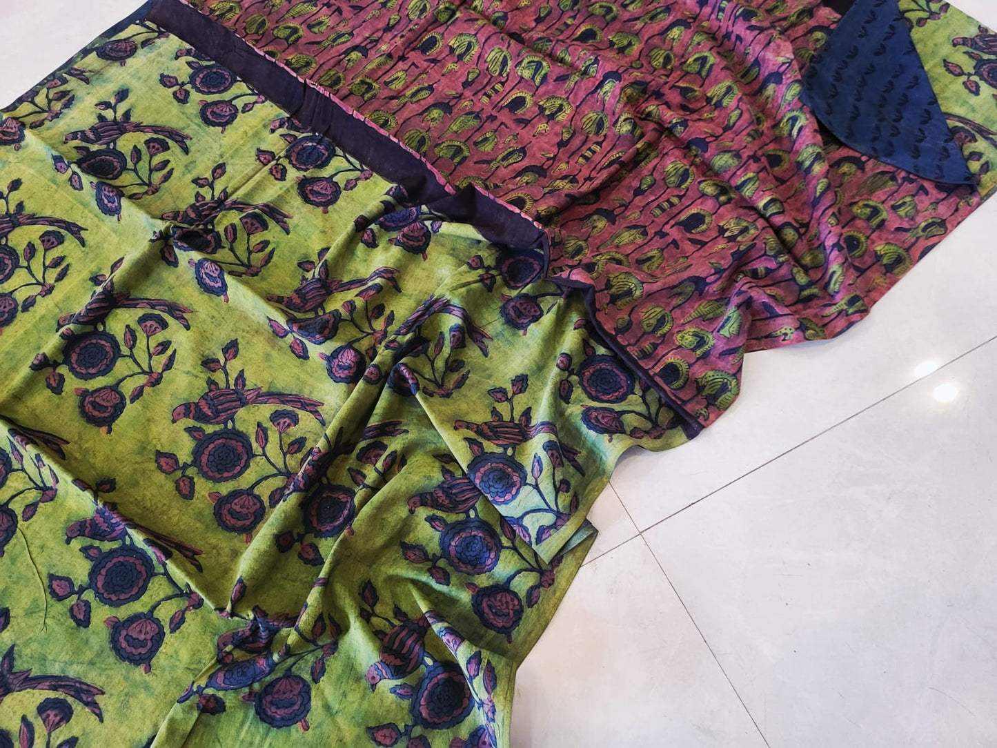 Nashpal dyes Ajrakh Prints Pure Mul Cotton sarees