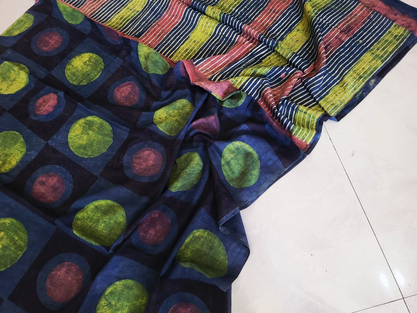 Nashpal dyes Ajrakh Prints Pure Mul Cotton sarees