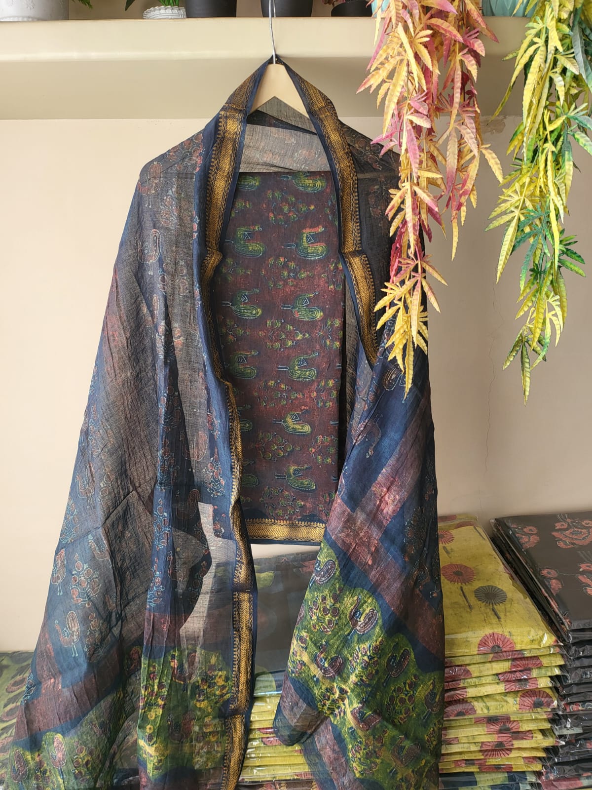 Nashpal Ajrakhs Maheshwari Silk Suit Material