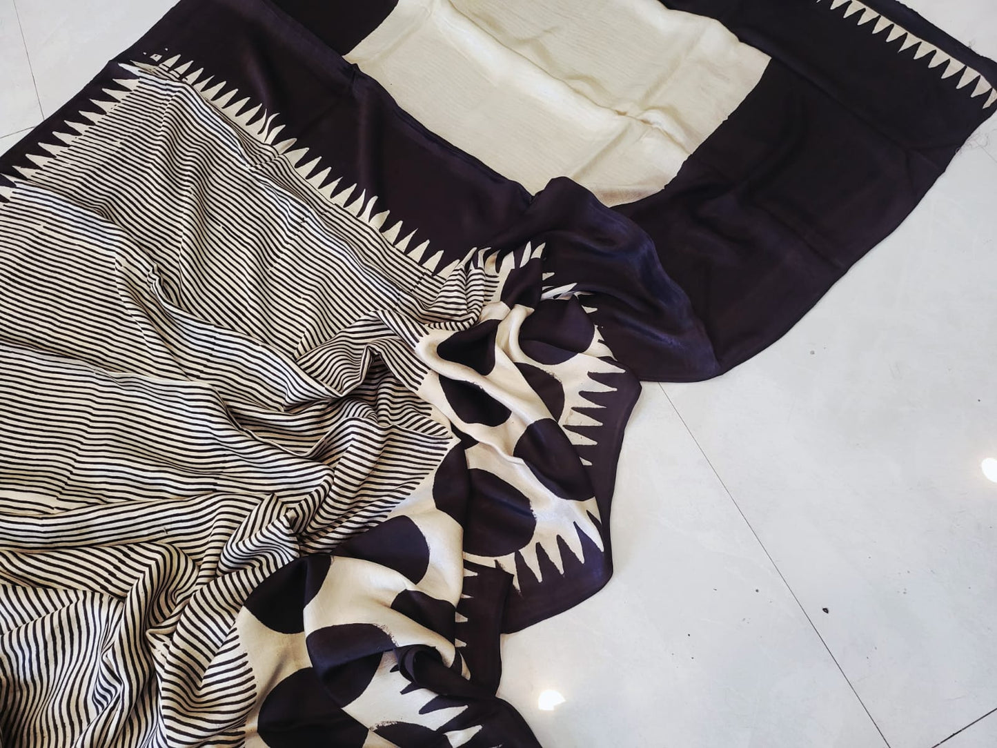 Exclusive Vanaspati Hand Blocks prints Modal Silk Saree