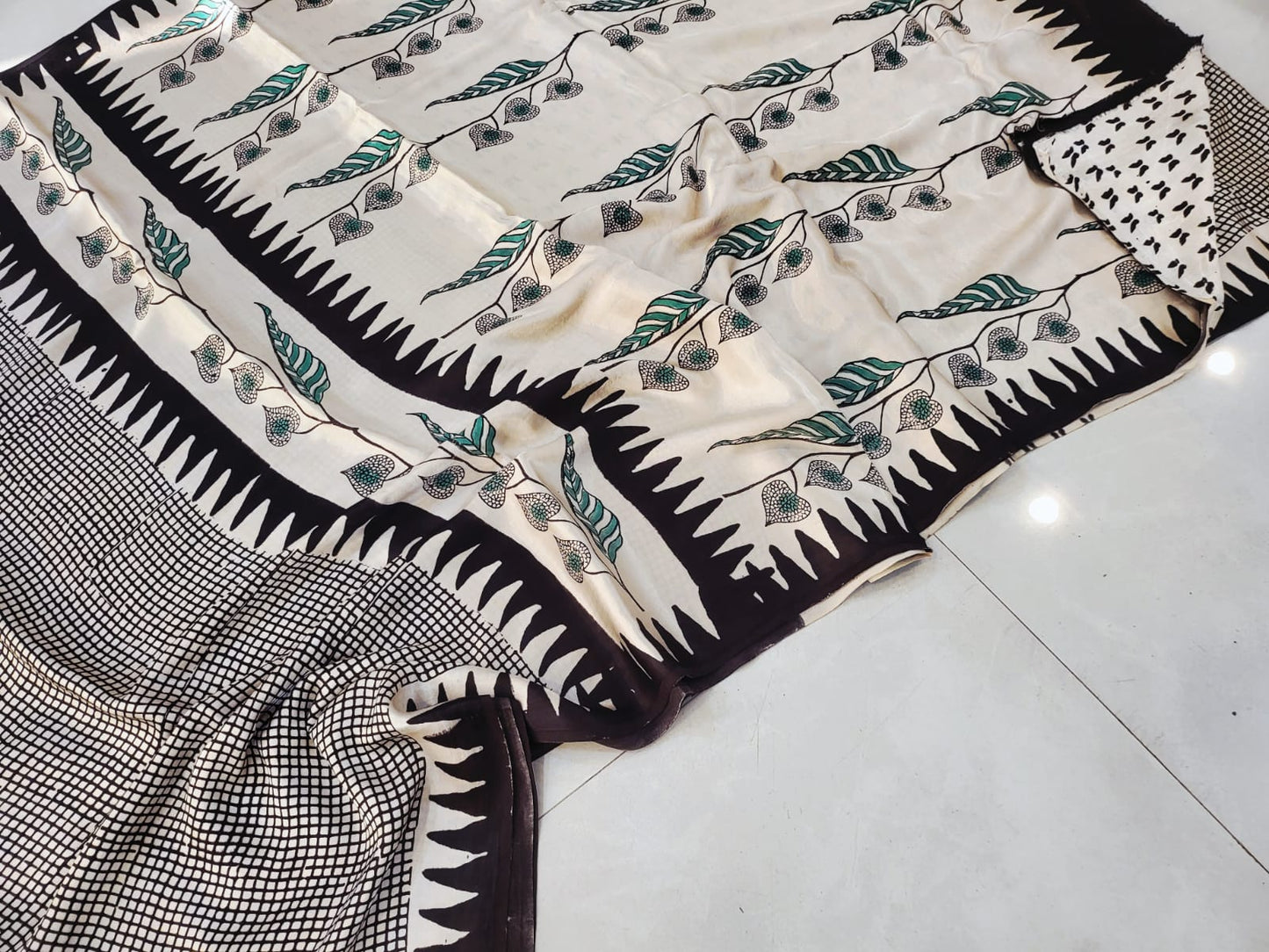 Exclusive Vanaspati Hand Blocks prints Modal Silk Saree
