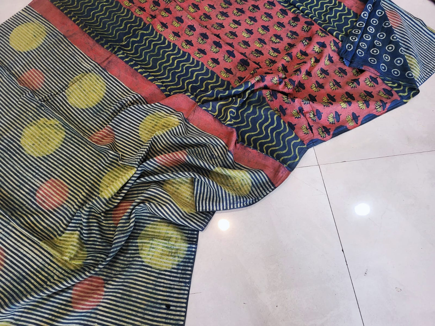 Nashpal dyes Ajrakh Prints Pure Mul Cotton sarees