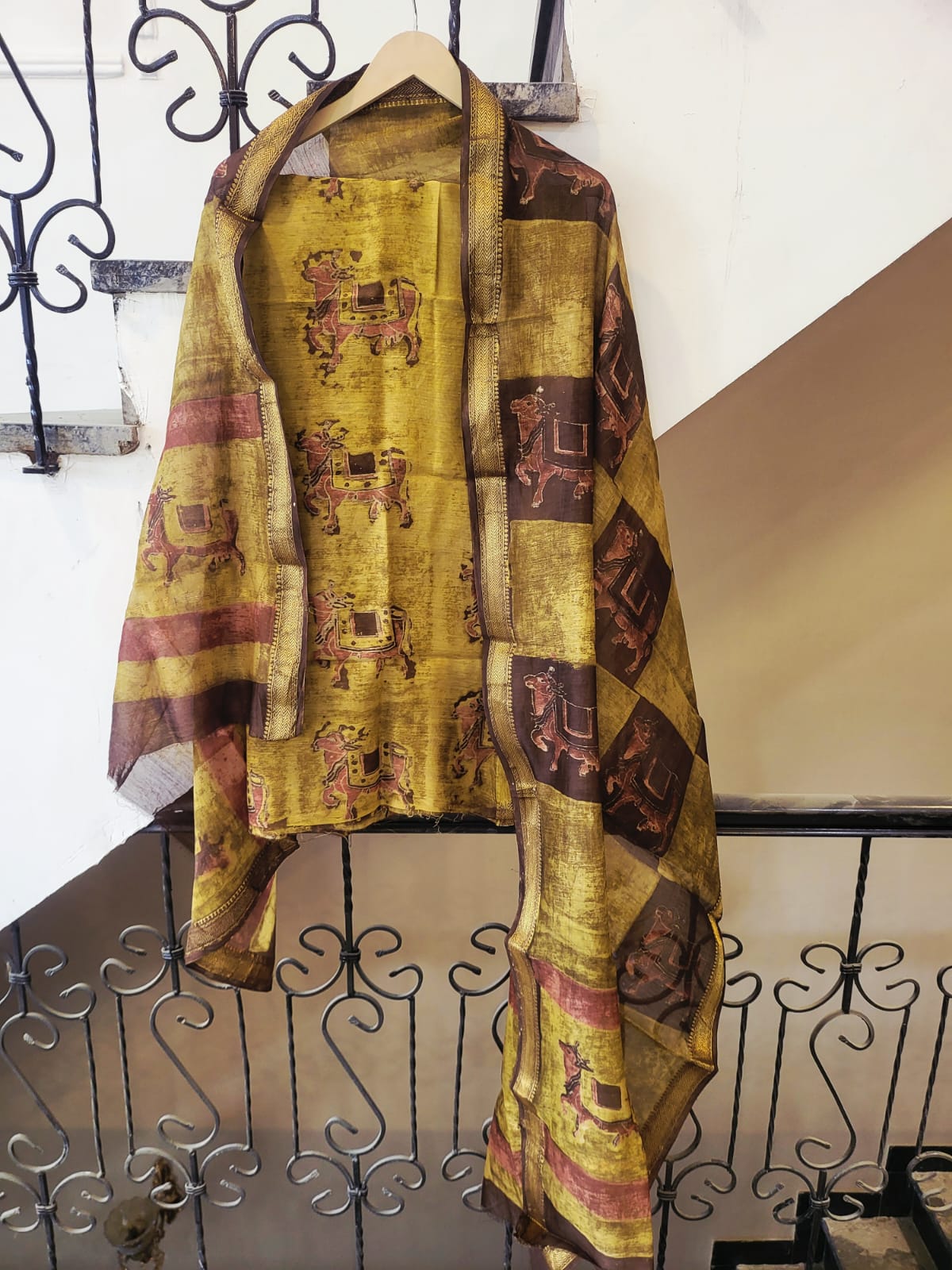 Nashpal Ajrakhs Maheshwari Silk Suit Material