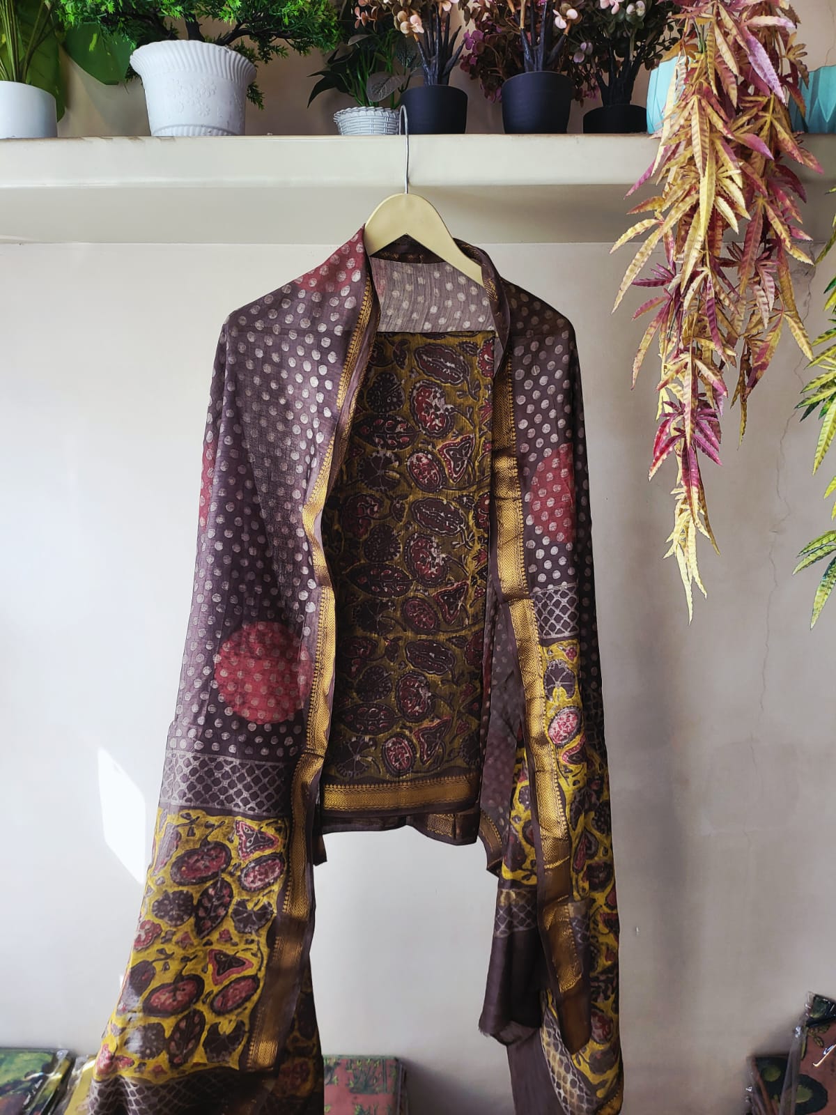 Nashpal Ajrakhs Maheshwari Silk Suit Material