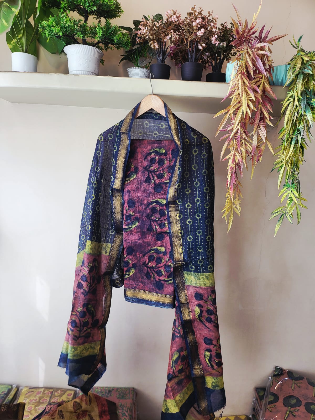 Nashpal Ajrakhs Maheshwari Silk Suit Material