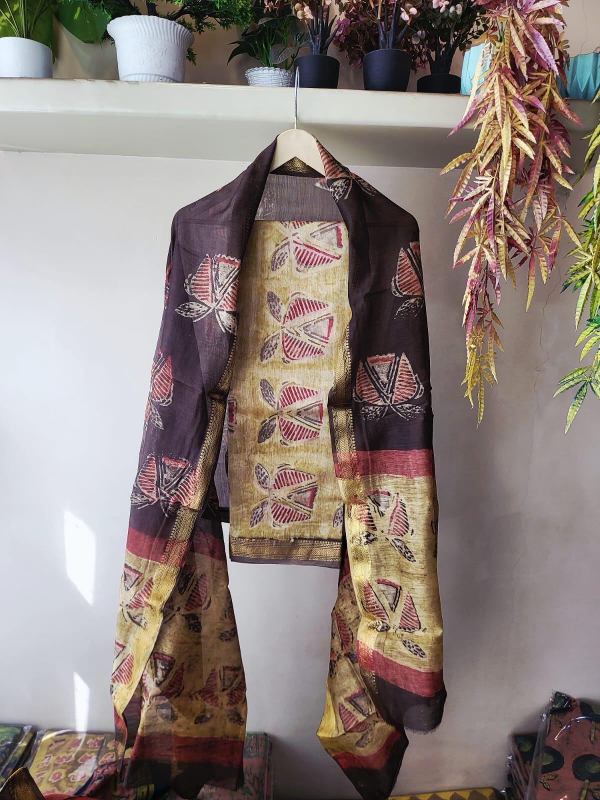 Nashpal Ajrakhs Maheshwari Silk Suit Material
