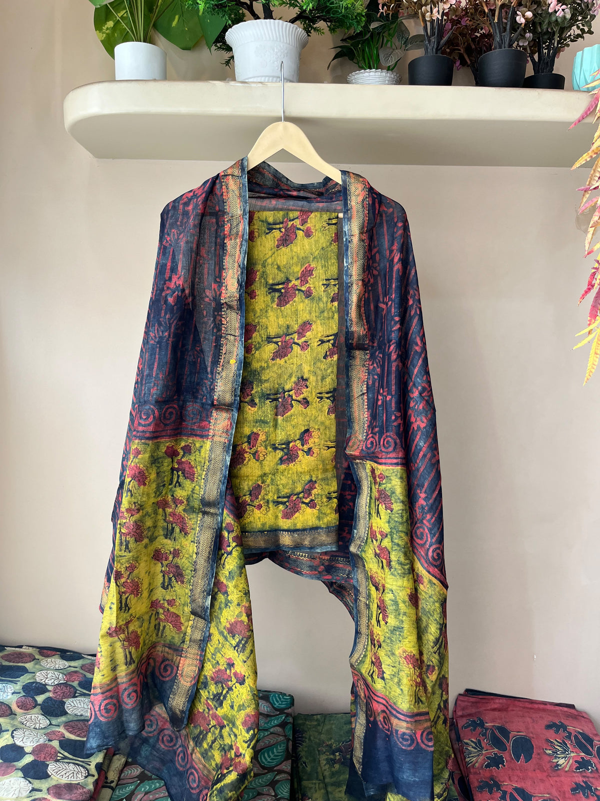 Nashpal Ajrakhs Maheshwari Silk Suit Material