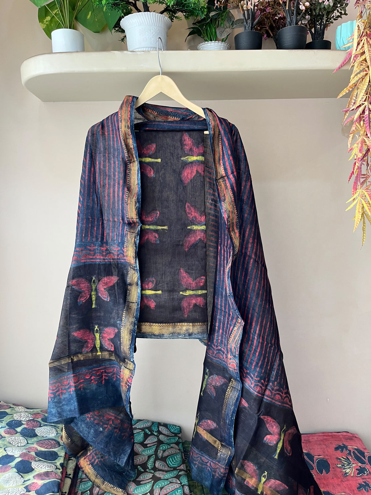 Nashpal Ajrakhs Maheshwari Silk Suit Material