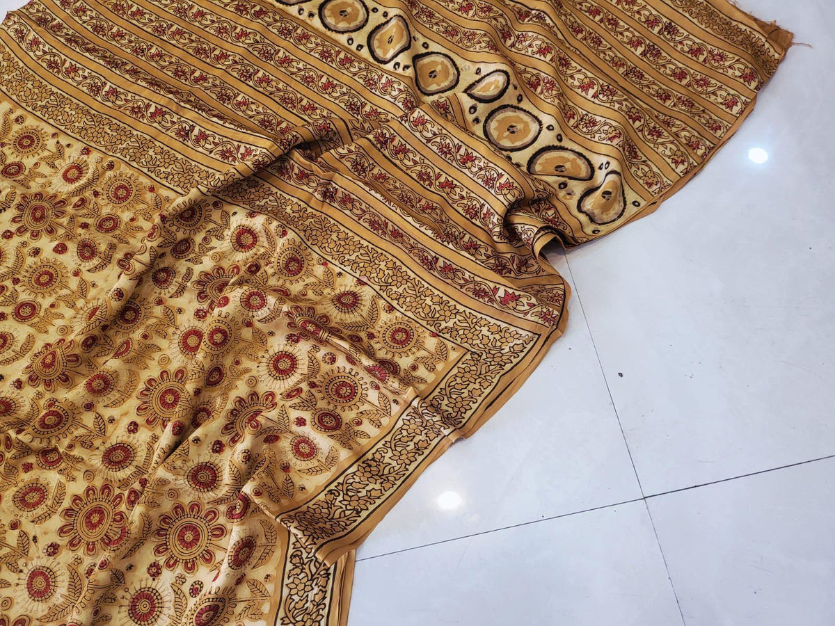 Exclusive Vanaspati Hand Blocks prints Modal Silk Saree