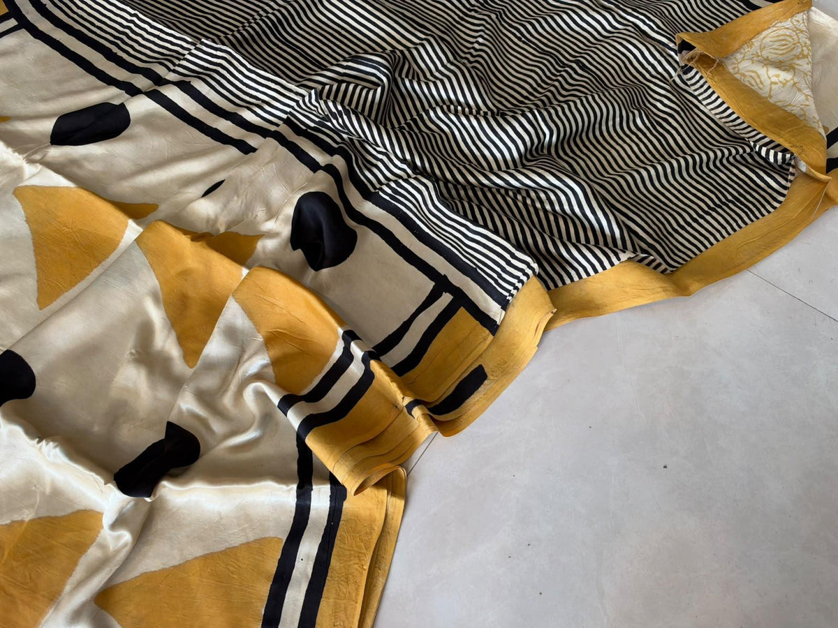 Exclusive Vanaspati Hand Blocks prints Modal Silk Saree
