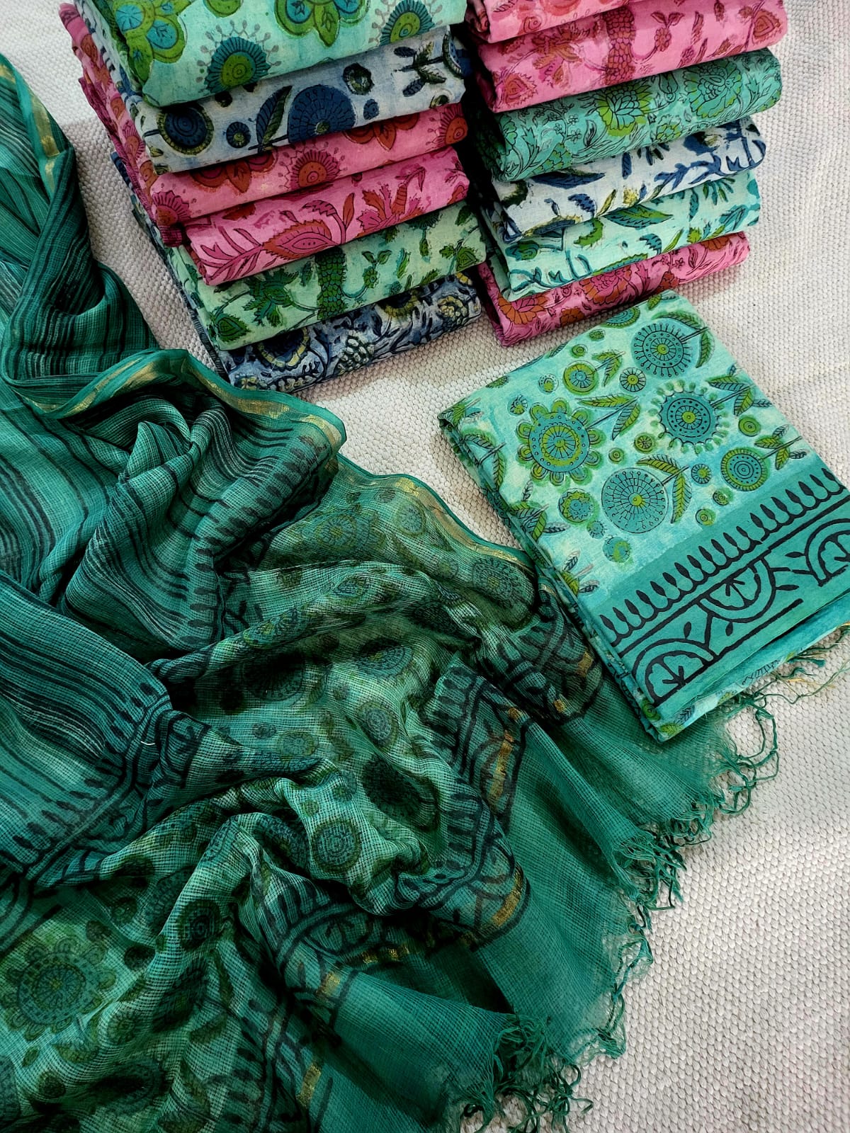 Vanaspati Ajrakh Print Kota Silk Suit sets