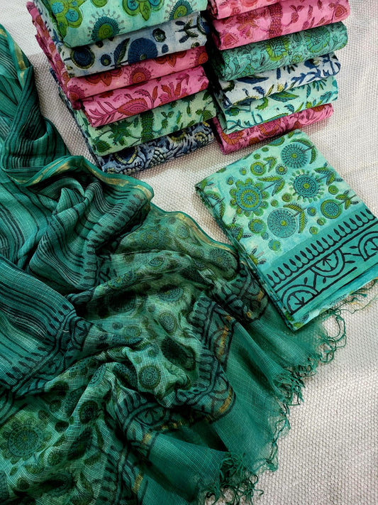 Vanaspati Ajrakh Print Kota Silk Suit sets