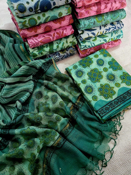 Vanaspati Ajrakh Print Kota Silk Suit sets