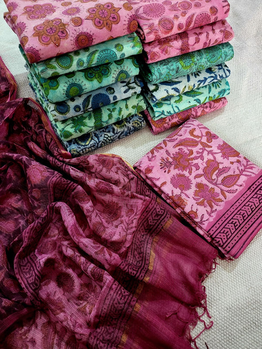 Vanaspati Ajrakh Print Kota Silk Suit sets