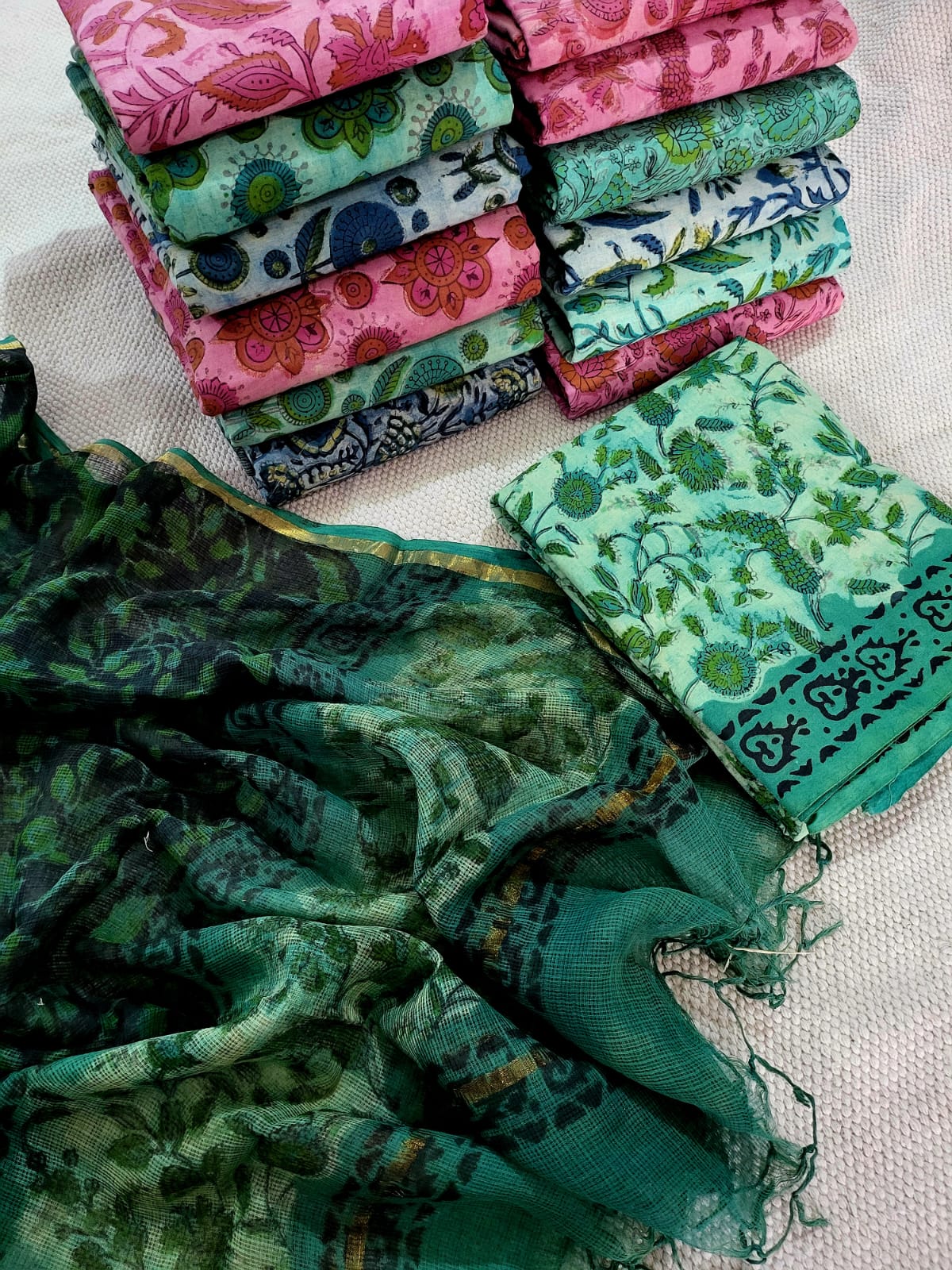 Vanaspati Ajrakh Print Kota Silk Suit sets