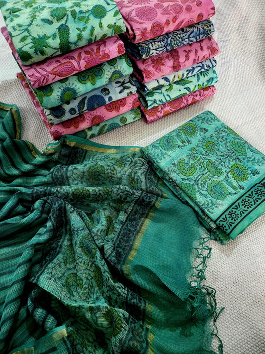 Vanaspati Ajrakh Print Kota Silk Suit sets