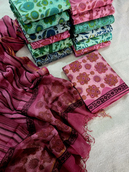 ANAAR Vanaspati Ajrakh Print Kota Silk Suit sets