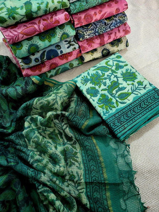 Vanaspati Ajrakh Print Kota Silk Suit sets