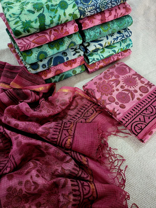 Vanaspati Ajrakh Print Kota Silk Suit sets