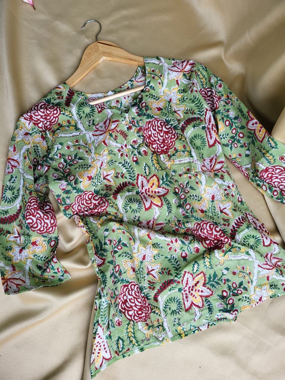 Kalamkari Hand Blocks Prints Short Top Kurti