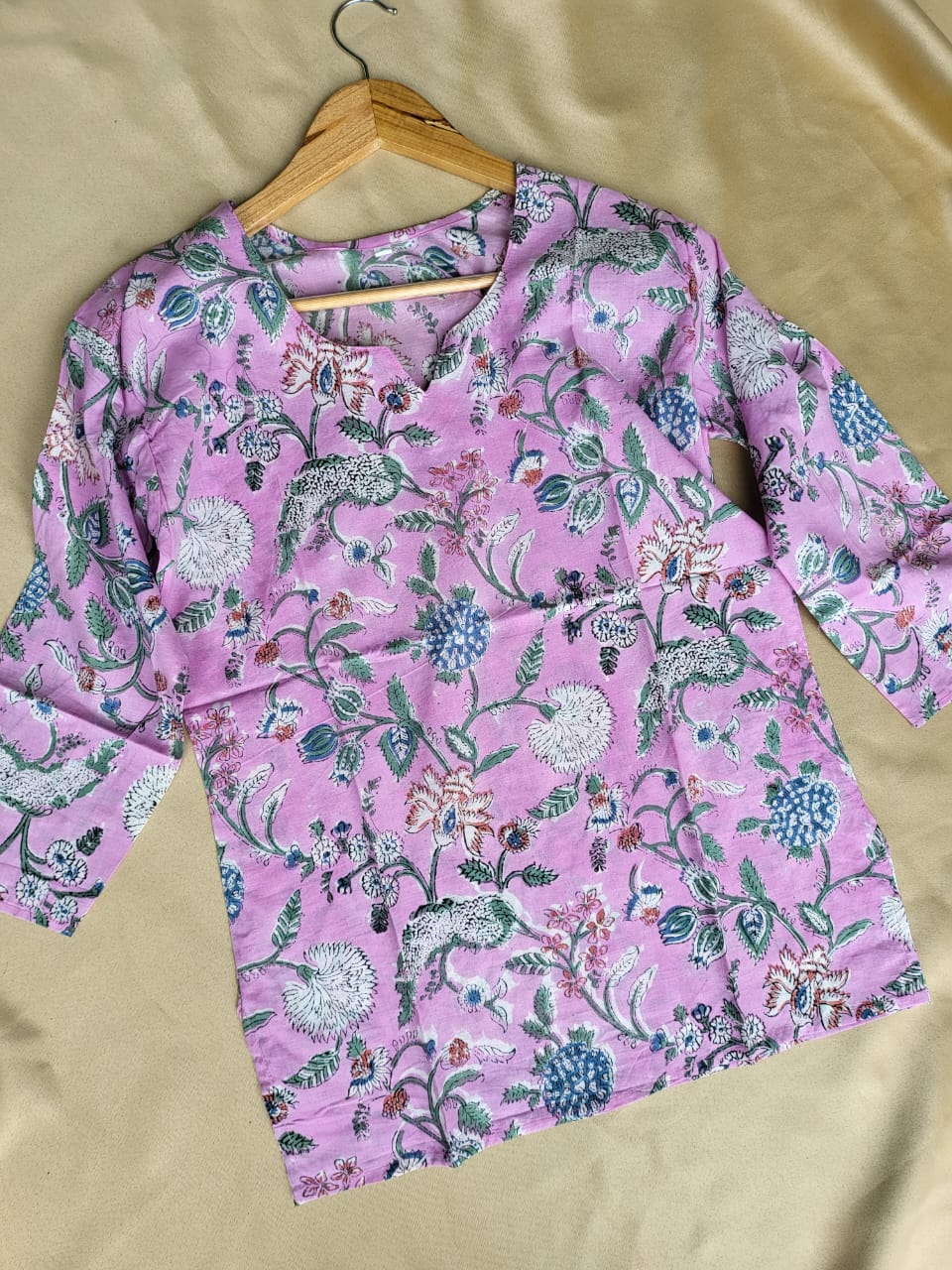 Kalamkari Hand Blocks Prints Short Top Kurti