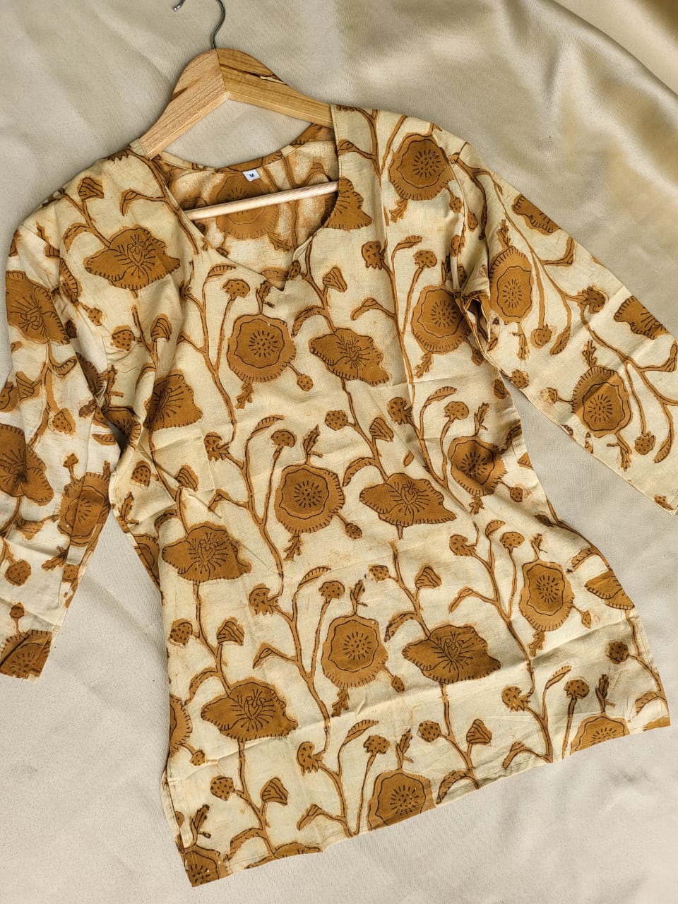 Indigo Kalamkari Hand Blocks Prints Short Top Kurti